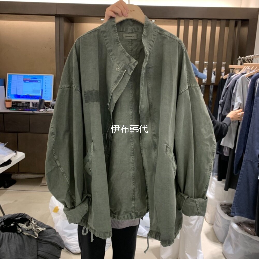 RAWROW韩国东大门正品代购26秋款 圆领水洗做旧宽松工装风衣外套