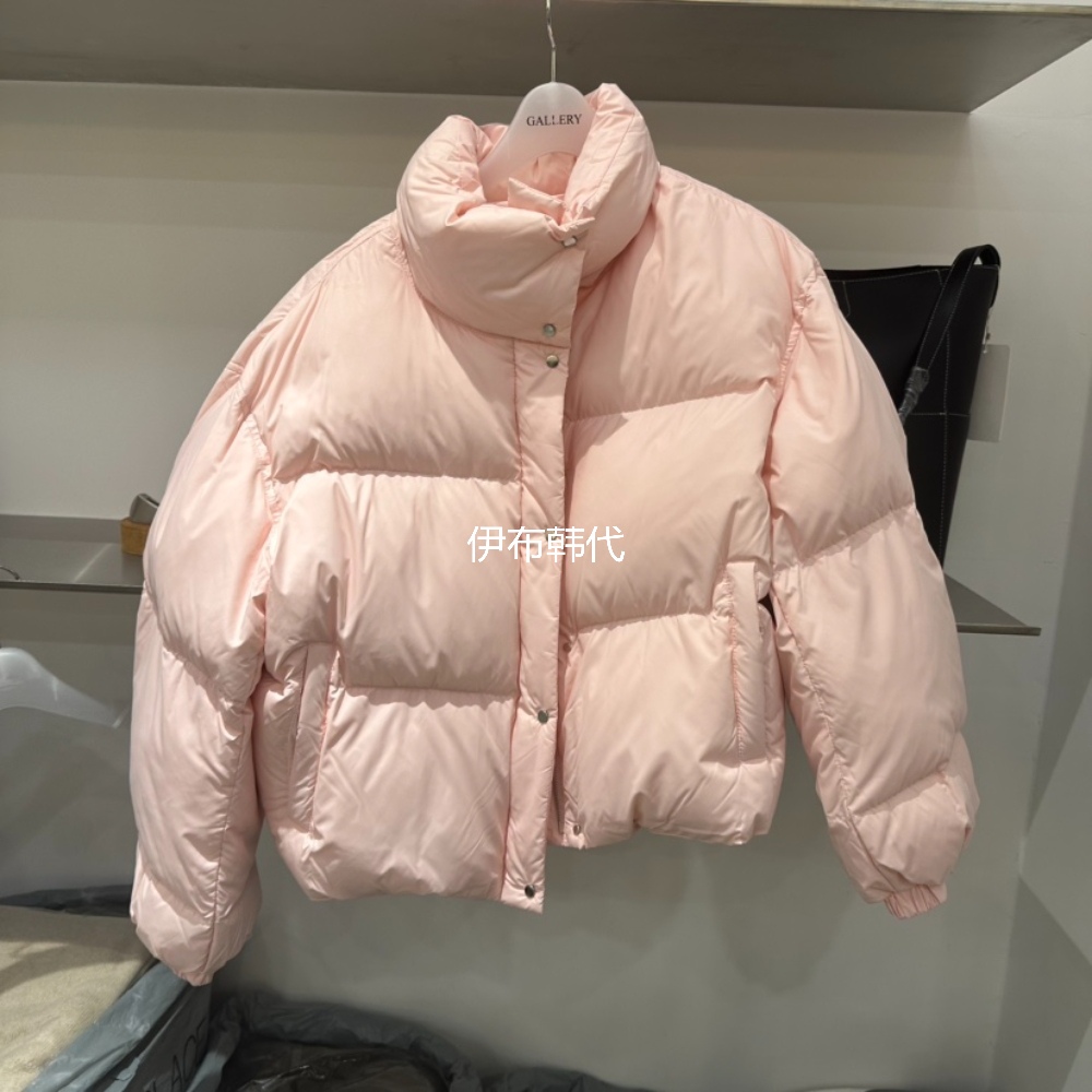 立领纯色拉链短款鹅绒羽绒服外套
