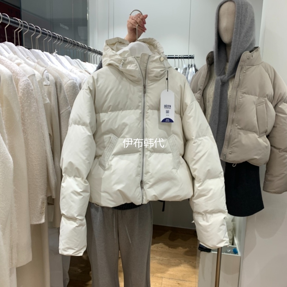 连帽纯色面包服短款羽绒服