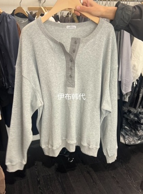 TAFFETA韩国东大门正品代购25秋款 圆领休闲纽扣棉质宽松长袖T恤