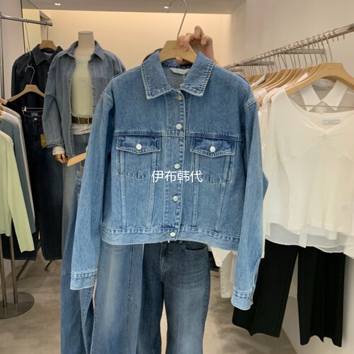 翻领休闲水洗做旧牛仔外套夹克