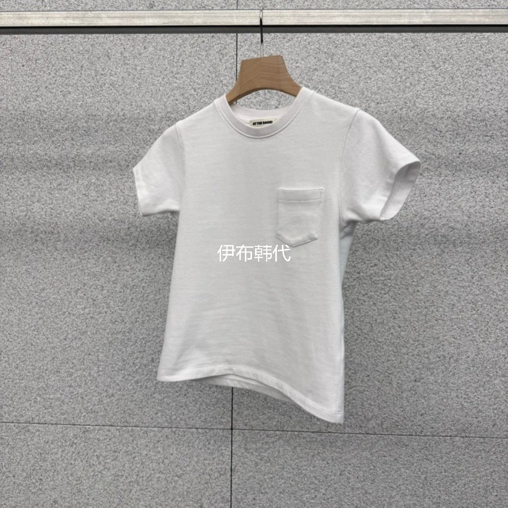 AT THE BAGEL韩国东大门正品代购26春款 圆领休闲口袋棉质短袖T恤