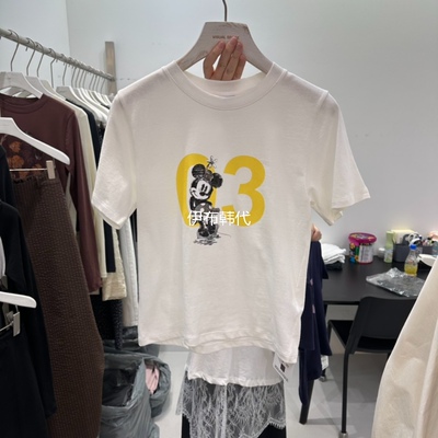 春款圆领休闲修身字母老鼠T恤