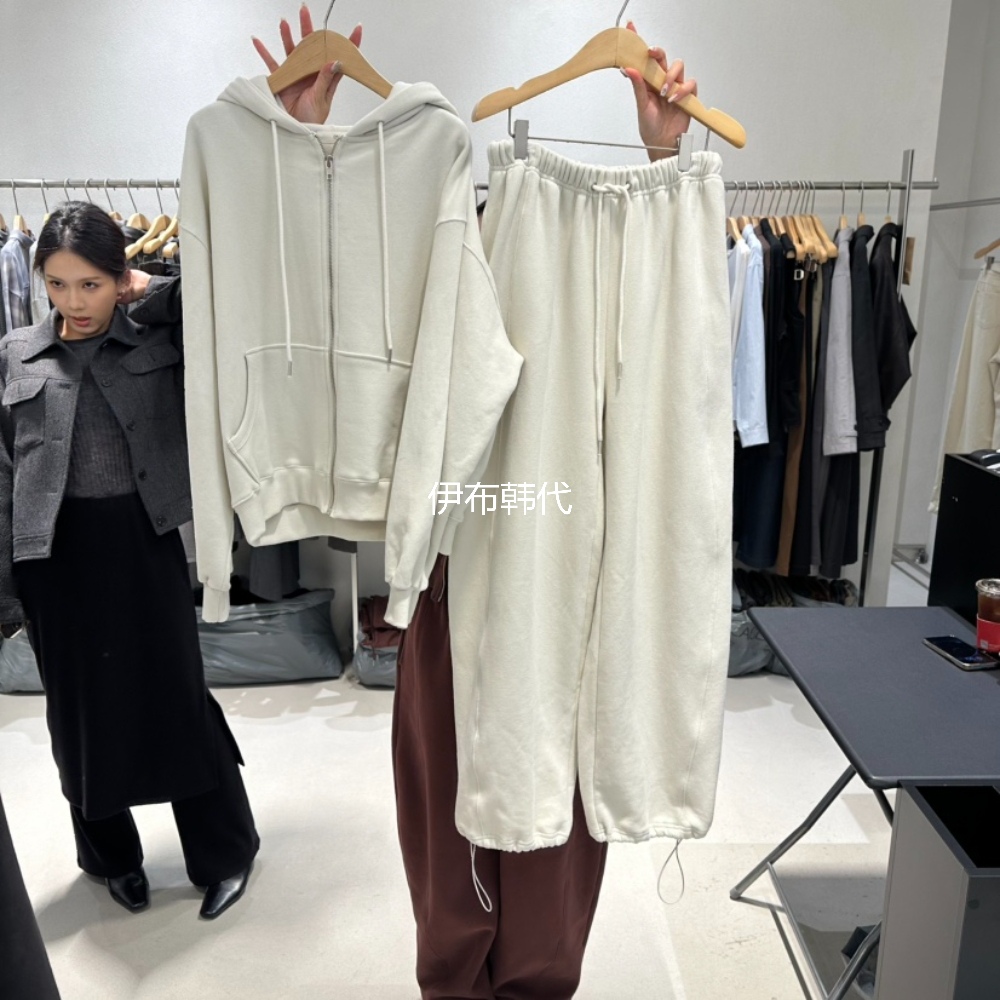 连帽卫衣开衫裤脚抽绳卫裤套装
