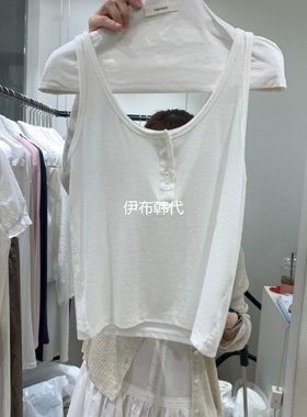 VERVEINE韩国东大门正品代购26夏款 圆领休闲棉质纽扣打底背心女