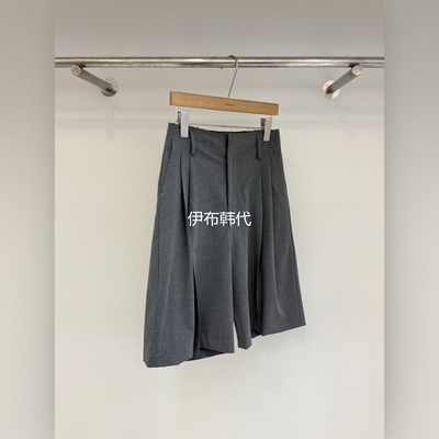 毛边裤腰气质褶皱中裤短裤女