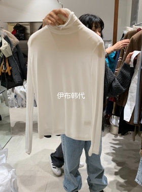 TEMPTING韩国东大门代购25冬款 高领堆领纯色薄款休闲修身打底T恤