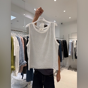 THE BRUNCH韩国东大门正品代购26夏款 圆领休闲棉质条纹背心女