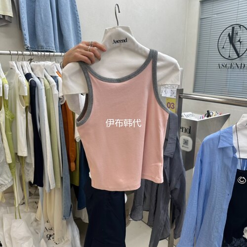 圆领休闲彩色包边棉质打底背心