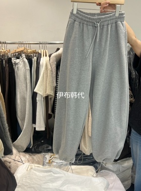 TAFFETA韩国东大门正品代购冬款 松紧腰纯色抽绳加绒宽松休闲卫裤