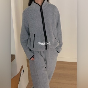 立领休闲拉链摇粒绒宽松外套女 冬款 LURE韩国东大门正品 代购