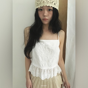 BY CHAPTER韩国东大门正品代购26夏款 荷叶飞边蕾丝飞边吊带背心