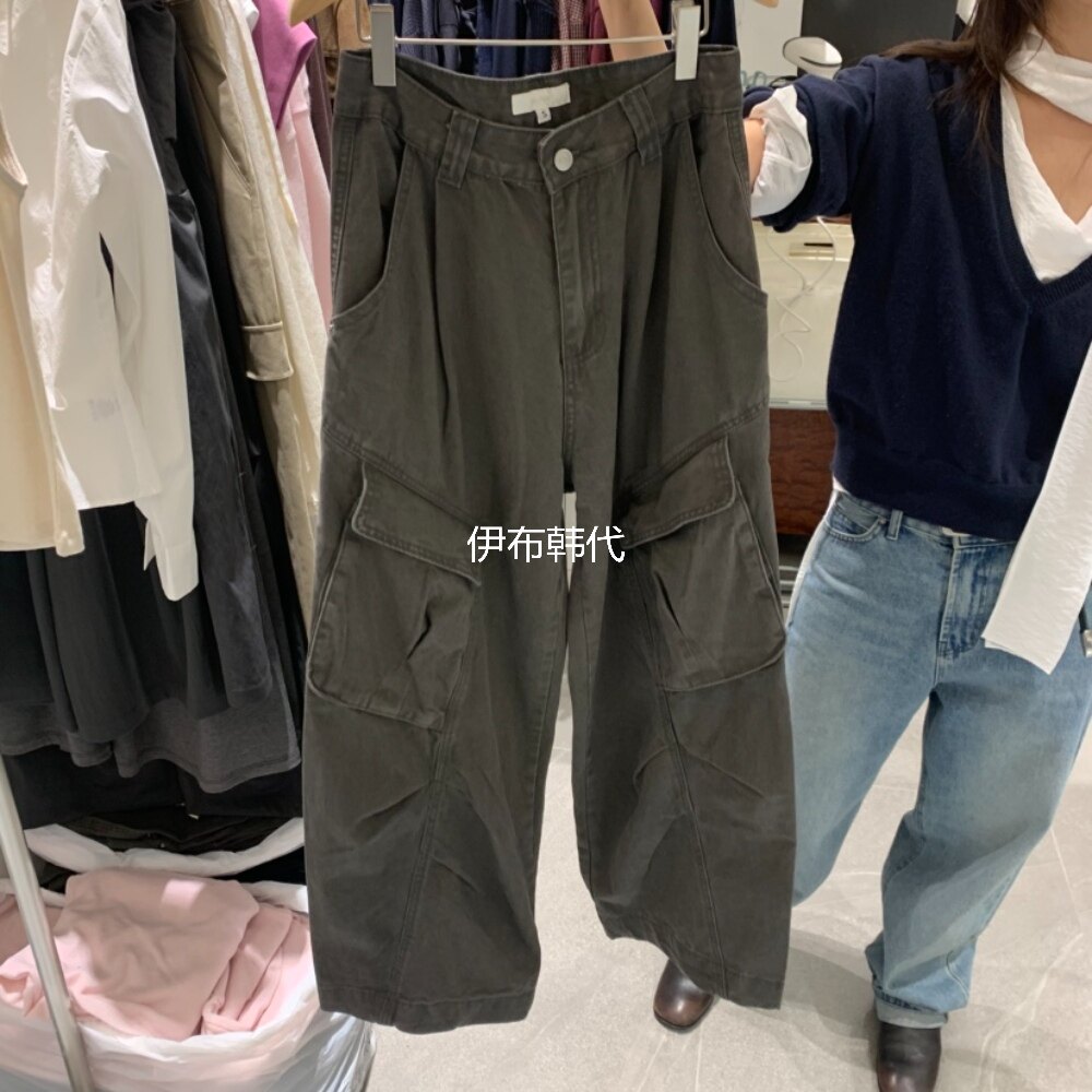 WELL ROW韩国东大门正品代购26秋款 水洗做旧口袋休闲工装长裤