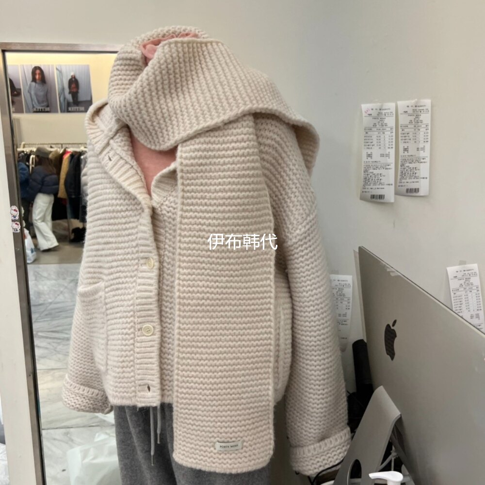 纯色简约基础款长条棒针手工围巾