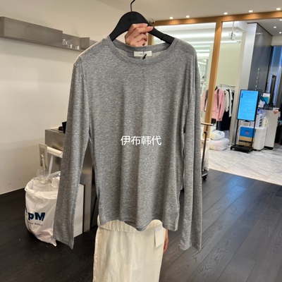 圆领休闲纯色基础款长袖T恤女