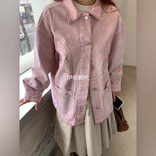 SUNDER MARKET韩国东大门代购26春款 翻领车缝线花纹宽松外套夹克