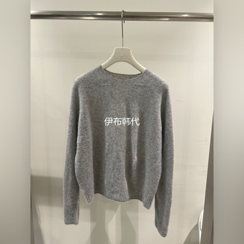 圆领纯色毛绒磨毛薄款针织衫