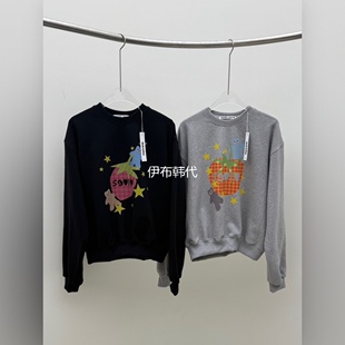 SEOLO韩国东大门正品代购26春款 圆领卡通星星草莓休闲卫衣女