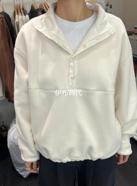 TAFFETA韩国东大门正品代购25冬 立领纽扣摇粒绒宽松保暖卫衣外套