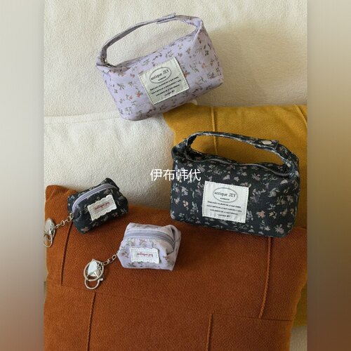 暗扣花朵碎花化妆包收纳包布艺包