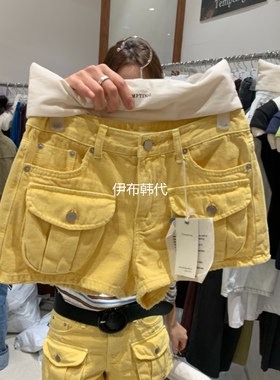 TEMPTING韩国东大门正品代购26夏款 立体口袋休闲彩色百搭短裤女