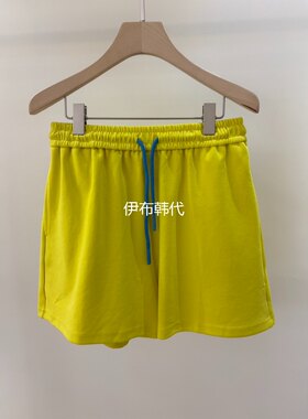 松紧腰彩色抽绳宽松卫裤短裤