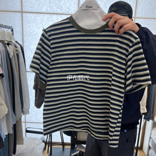 圆领休闲简约条纹短袖T恤女