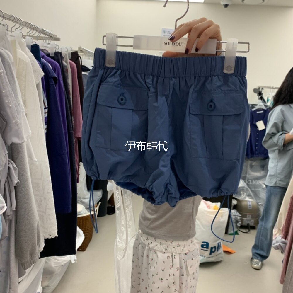 SOLD OUT韩国东大门正品代购26春款 松紧腰拉链口袋宽松徐晓短裤