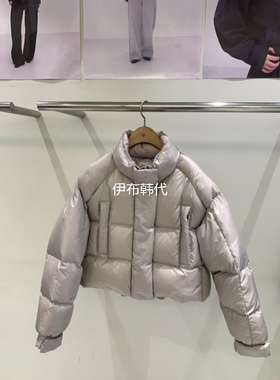 SELECT MARKET韩国东大门正品代购25冬款 立领纯色光面短款羽绒服