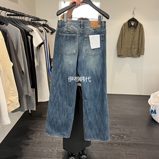 OBJECT韩国东大门正品代购26春款 磨白做旧破洞休闲直筒裤牛仔裤