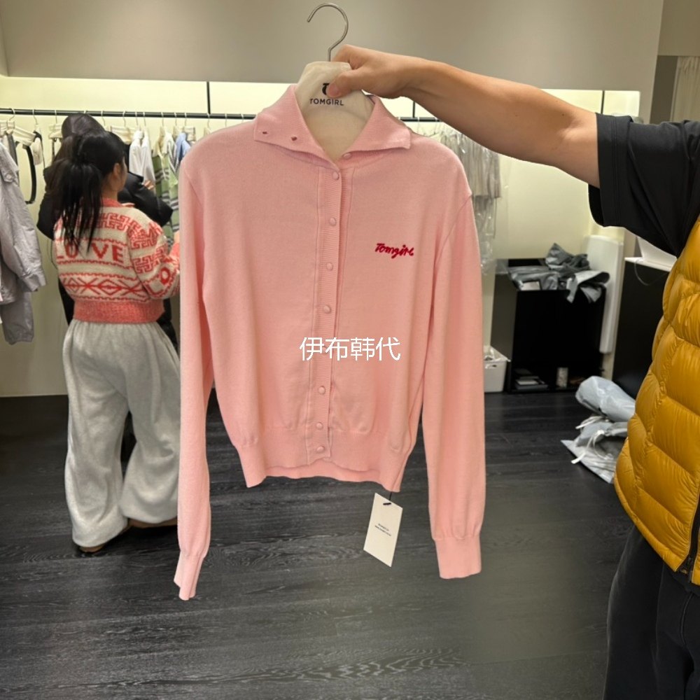 TOMGIRL韩国东大门正品代购26春 翻领休闲字母多纽扣针织开衫外套,女装/女士精品,毛针织衫,淘宝优惠券,粉丝福利购,淘宝优惠卷