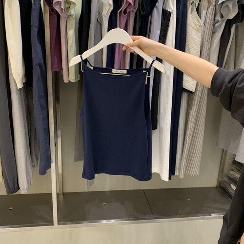 一字领休闲纯色打底吊带背心