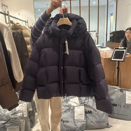 ANDMORE BUTTON韩国东大门正品代购冬款 连帽休闲抽绳鸭绒羽绒服