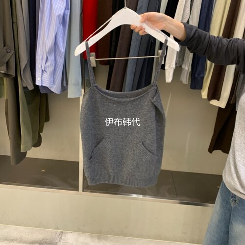 休闲口袋针织吊带背心