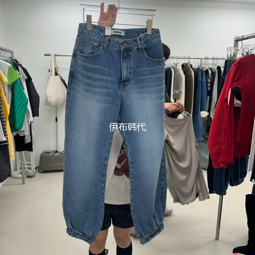 休闲直筒裤束脚收口牛仔裤