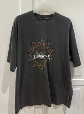 WE ARE韩国东大门正品代购26春款 圆领水洗做旧炒色卡通老鼠T恤