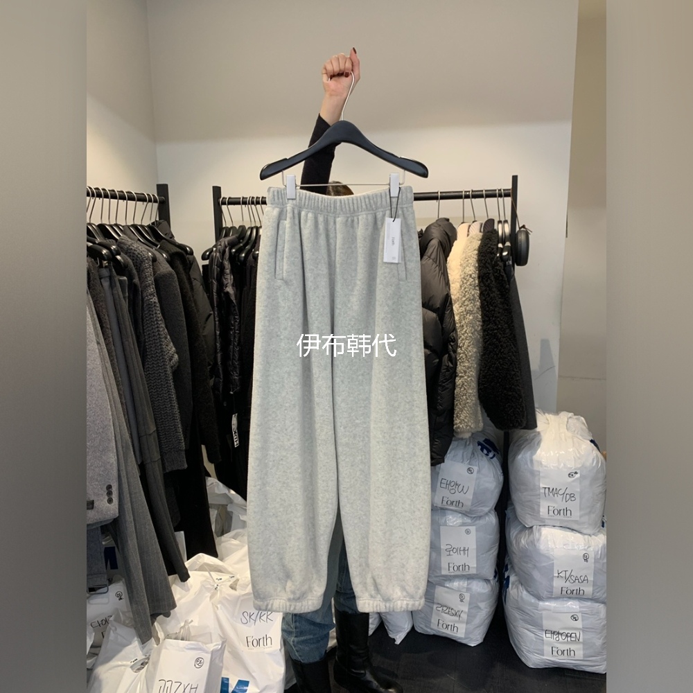 松紧摇粒绒宽松休闲加绒卫裤