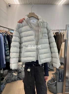 LTMS韩国东大门正品代购25冬款 高领横纹拉链休闲薄款羽绒服外套