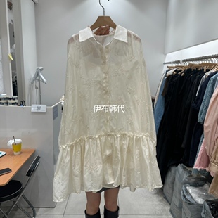 XPARTY韩国东大门代购26春款 翻领休闲花朵薄款两件套衬衫连衣裙