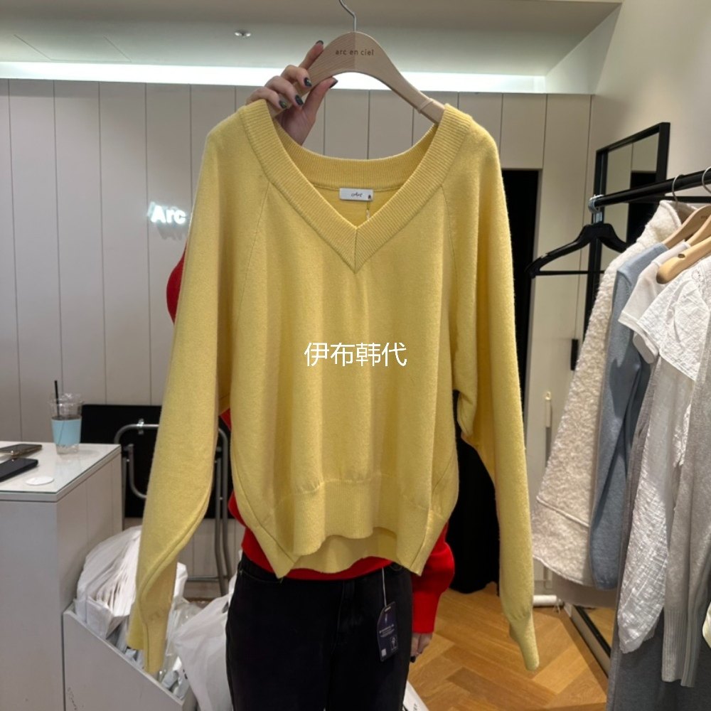 ARC韩国东大门正品代购26春款 纯色休闲V领薄款套头针织衫女
