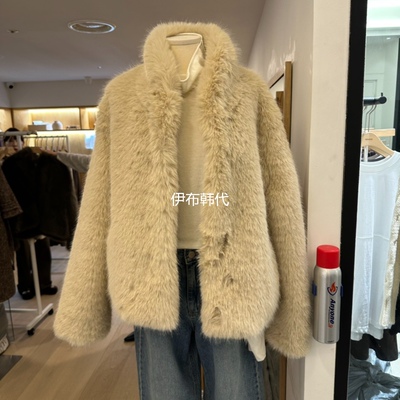 立领仿皮草环保毛毛休闲外套