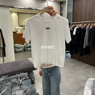 REMAKING韩国东大门正品代购26春款 圆领休闲棉质贴标短袖T恤女