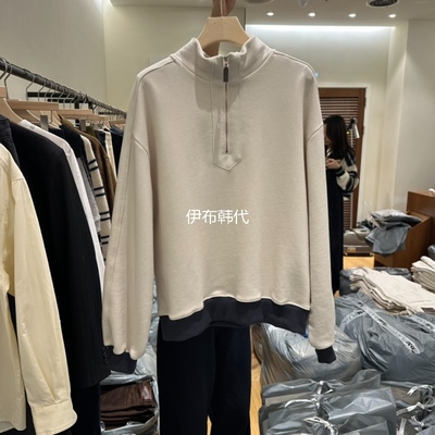 立领拉链纯色休闲套头时尚卫衣女