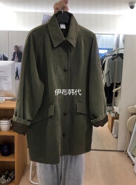 翻领休闲复古中长风衣大衣外套
