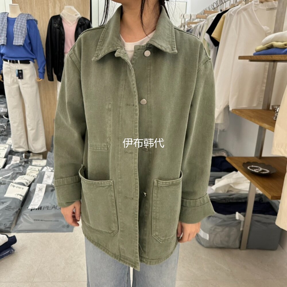 WRITTENBY韩国东大门正品代购26春 翻领水洗做旧工装风衣夹克外套