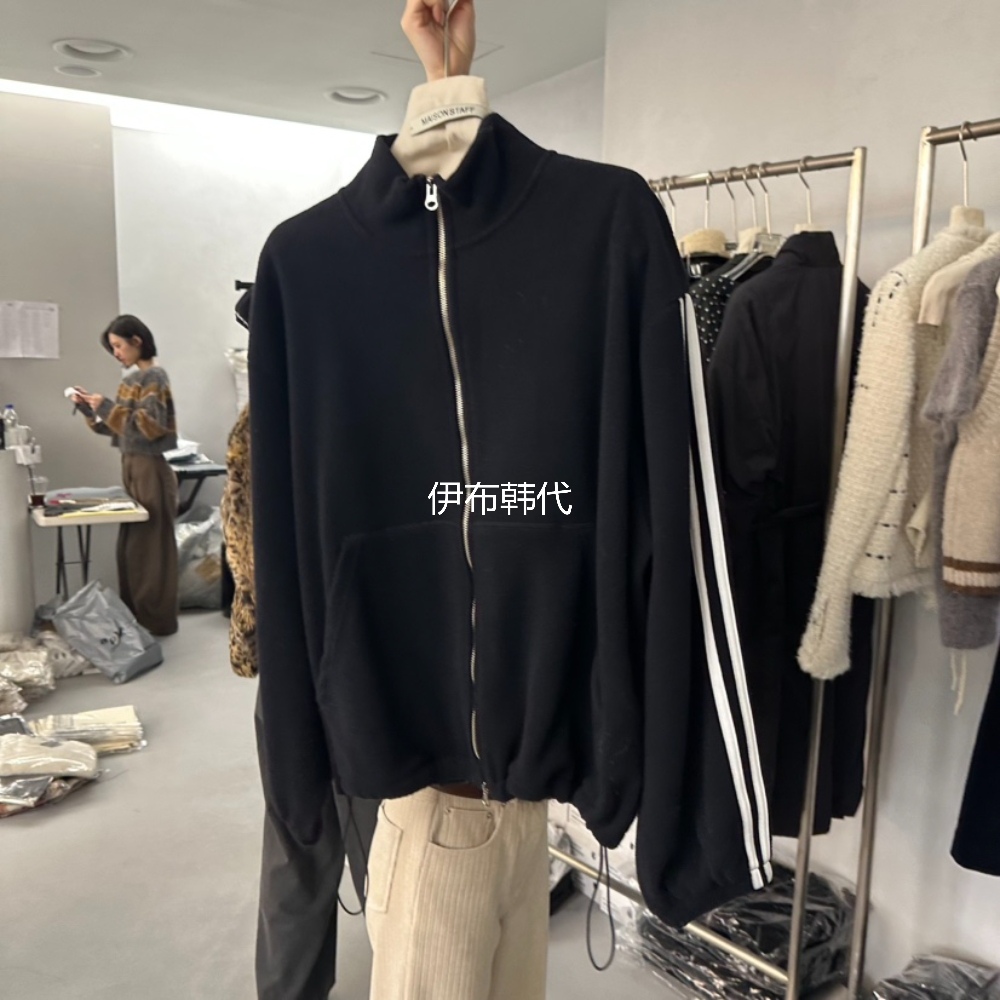 25冬立领拉链条纹袖拉链外套