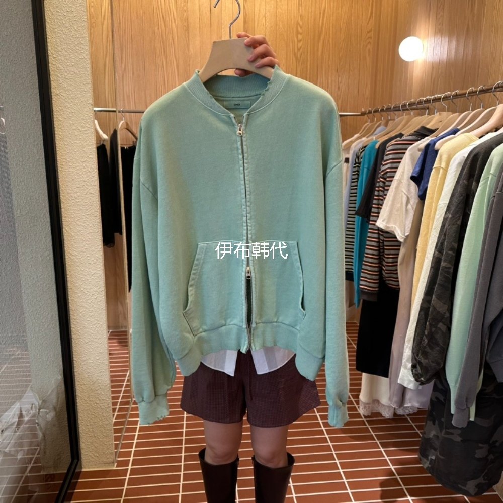 CHOI韩国东大门正品代购26春 水洗做旧后背字母拉链卫衣开衫外套