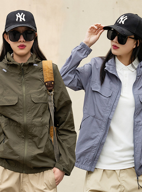 17105   部落男装美式复古潮牌男士夏季连帽薄款皮肤衣外套