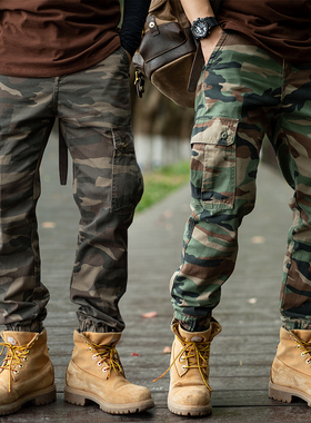 12467 夏男士美式复古阿美咔叽硬汉迷彩重磅砂洗多口袋休闲工装裤