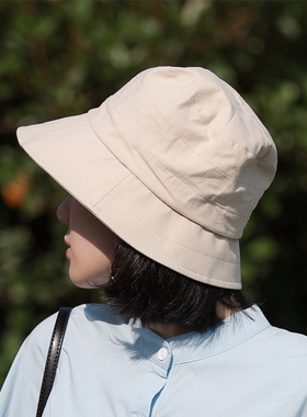 渔夫帽女黑色夏天小清新韩版百搭文艺日系防晒遮阳防紫外线帽子秋